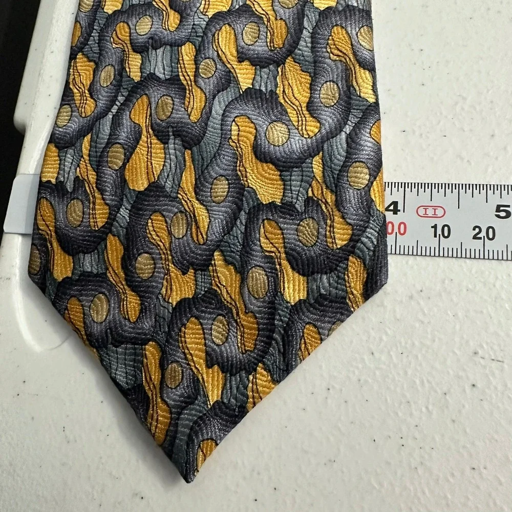 J Garcia Men Abstract Psychedelic Silk Necktie Maximalist Office Wearable Art